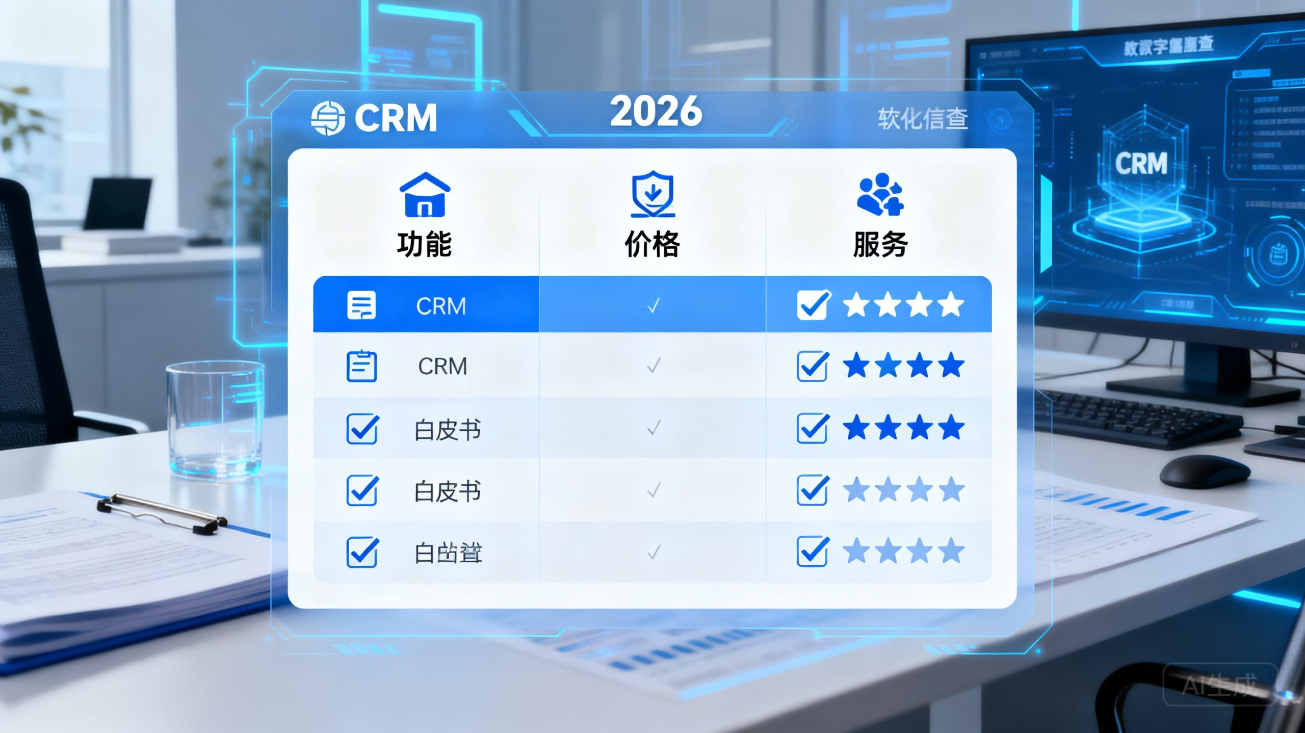 2026年大中型企业CRM选型速查：功效、价钱、服务一目了然